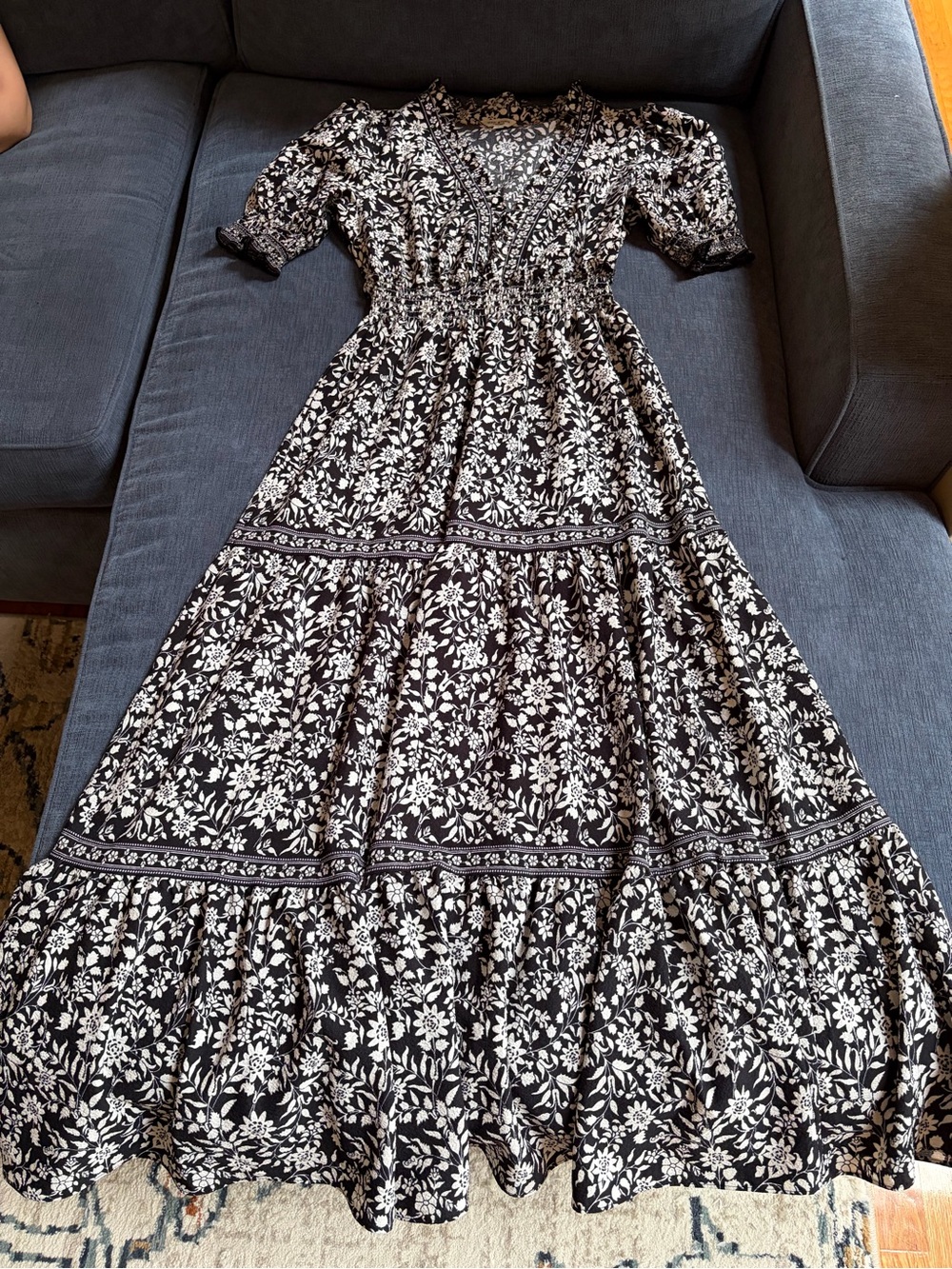 Max Studio Black and White Floral Maxi Dress